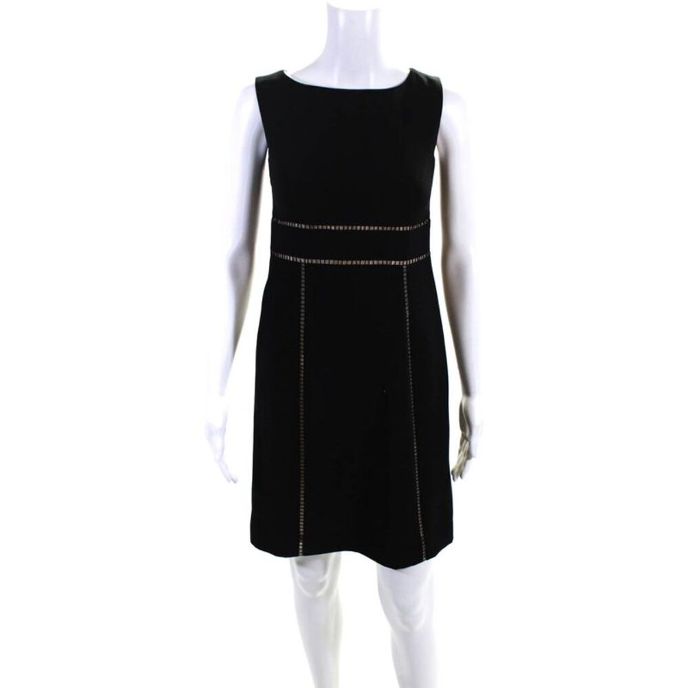 David Warren Womens Beaded Knee Length Sleeveless A-Line Dress Black Size 2P